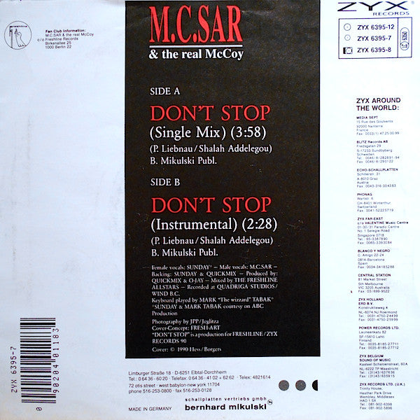 Real McCoy Feat. Sunday (2) : Don't Stop (7", Single)