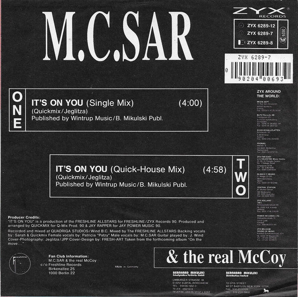 Real McCoy : It's On You (7", Single)