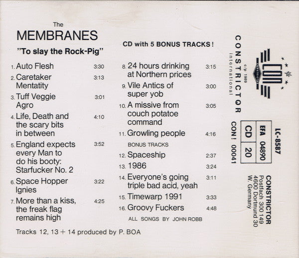 The Membranes : To Slay The Rock-Pig (CD, Album)