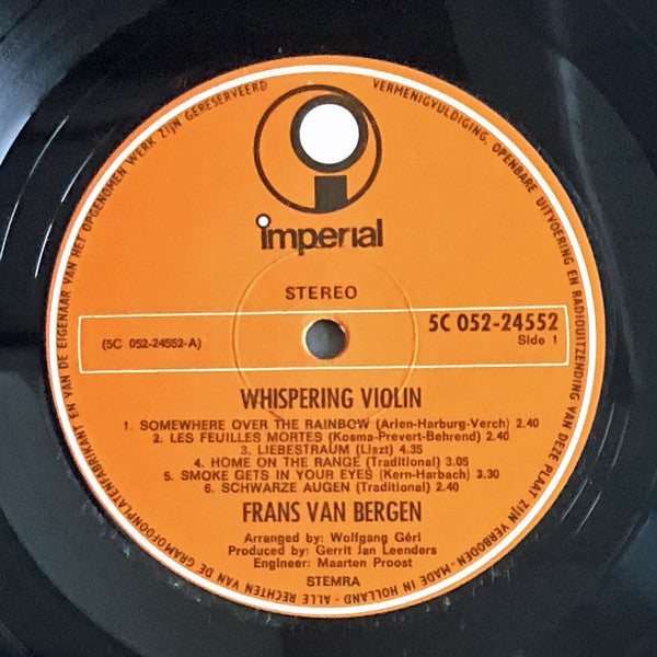 Frans van Bergen : Whispering Violin (LP, Album)