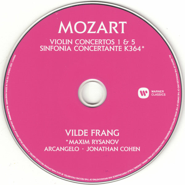 Wolfgang Amadeus Mozart – Vilde Frang, Maxim Rysanov, Arcangelo, Jonathan Cohen (7) : Violin Concertos 1 & 5 • Sinfonia Concertante (CD, Album, RE)
