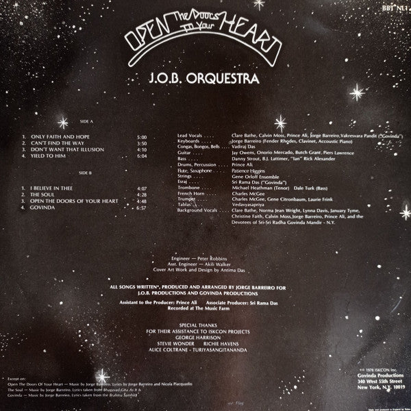 J.O.B. Orquestra : Open The Doors To Your Heart (LP, Album)