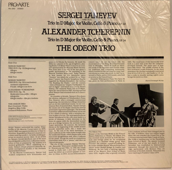 Sergey Ivanovich Taneyev / Alexander Tcherepnin - Odeon Trio : Trios (LP)