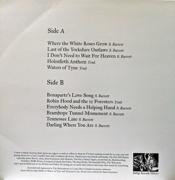 Serious Sam Barrett : Where The White Roses Grow (LP, Album)