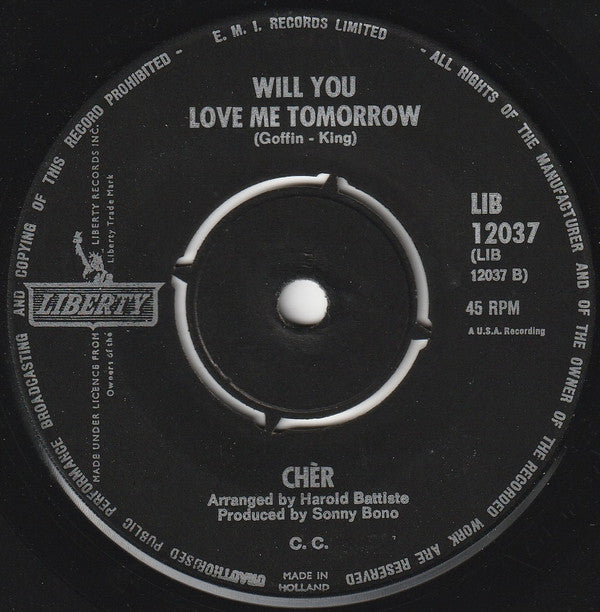 Cher : Sunny / Will You Love Me Tomorrow (7", Single)