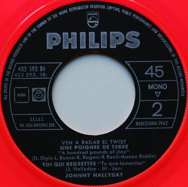 Johnny Hallyday : Ven A Bailar El Twist (7", EP, Mono, Pin)