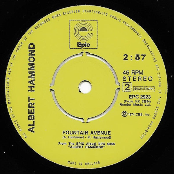 Albert Hammond : New York City Here I Come (7", Single, 4-P)