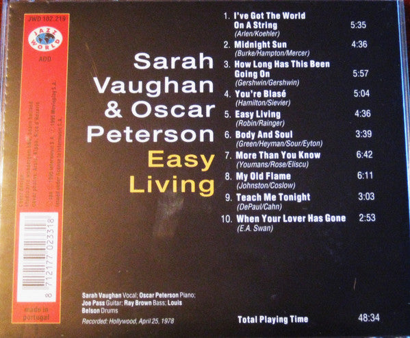 Sarah Vaughan & Oscar Peterson : Easy Living (CD, Album, RE)
