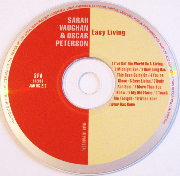 Sarah Vaughan & Oscar Peterson : Easy Living (CD, Album, RE)