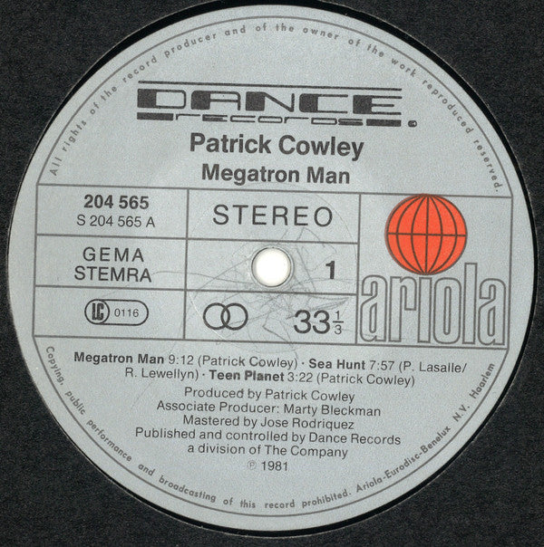 Patrick Cowley : Megatron Man (LP, Album, RE)