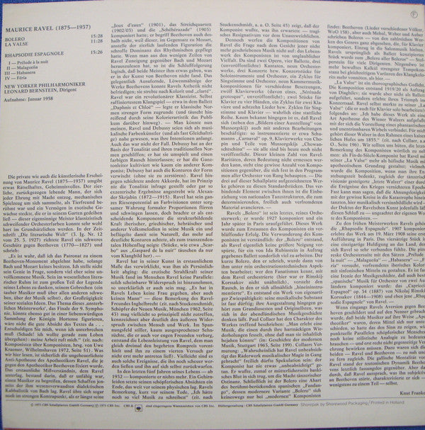 Maurice Ravel, Leonard Bernstein, New York Philharmonic : La Valse •  Bolero / Rhapsodie Espagnole (LP, RE)