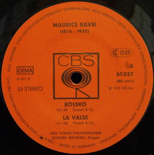 Maurice Ravel, Leonard Bernstein, New York Philharmonic : La Valse •  Bolero / Rhapsodie Espagnole (LP, RE)