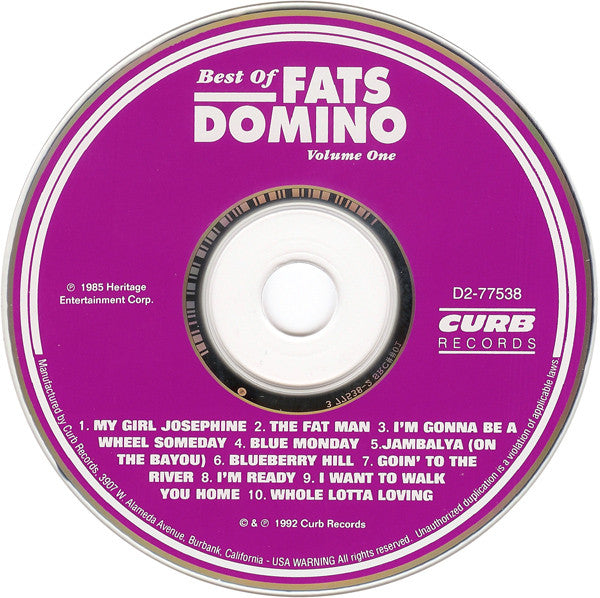 Fats Domino : Best Of Fats Domino Volume 1 ● Live (CD, Comp)