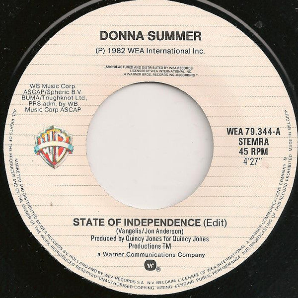 Donna Summer : State Of Independence (7")