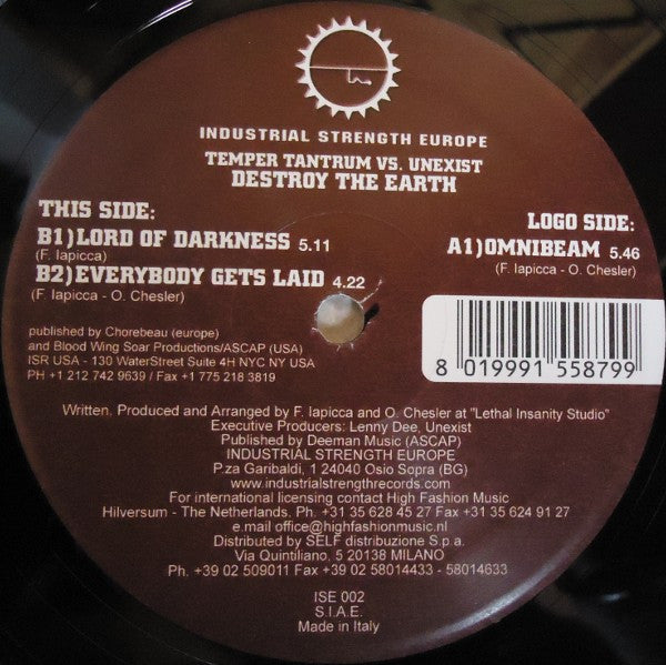 Temper Tantrum Vs Unexist : Destroy The Earth (12")