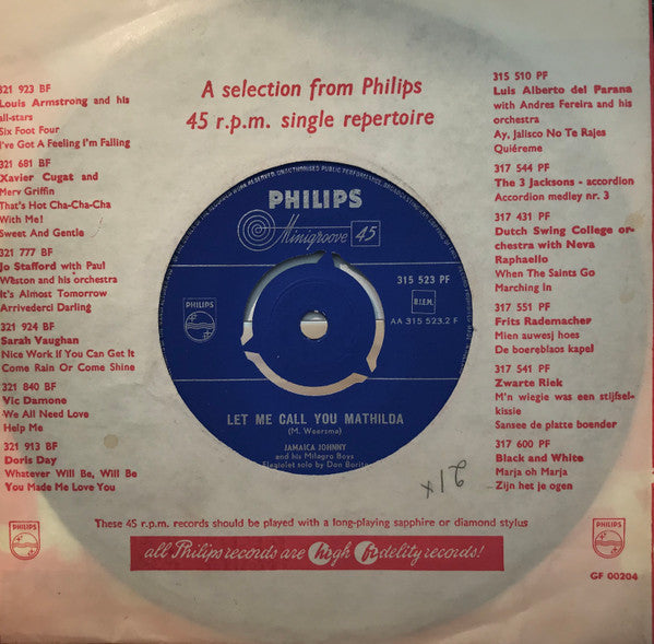 Jamaica Johnny And His Milagro Boys : Divorce By Television  (7", Single, Mono)