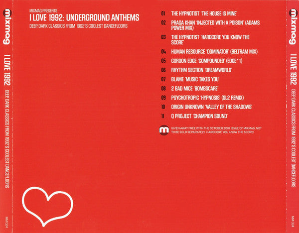 Various : I Love 1992 (Underground Anthems!) (CD, Mixed)