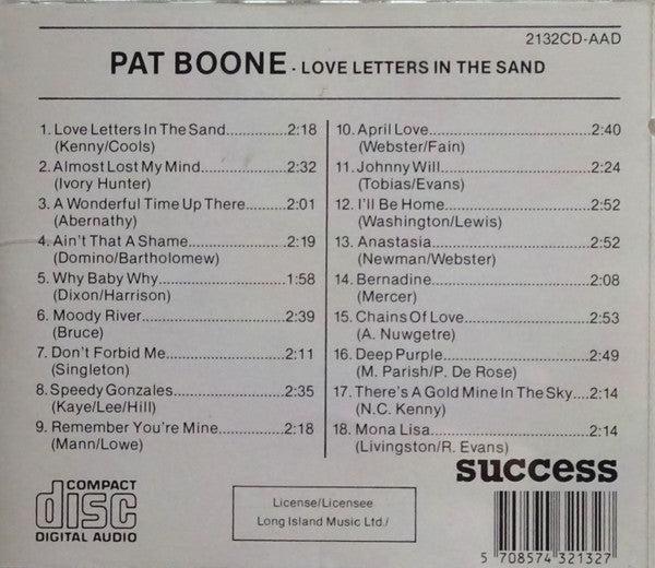 Pat Boone : Love Letters In The Sand (CD, Comp)