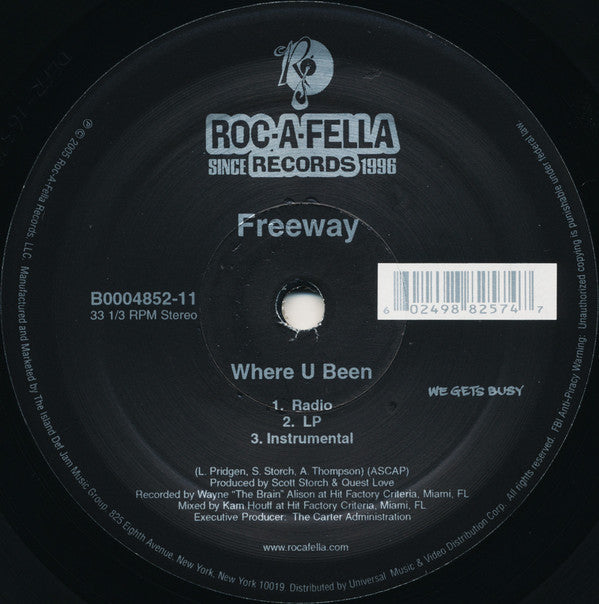 Freeway : Where U Been (12")