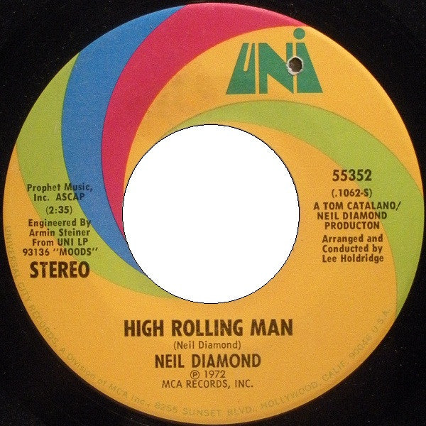 Neil Diamond : Walk On Water / High Rolling Man (7", Single, Pic)
