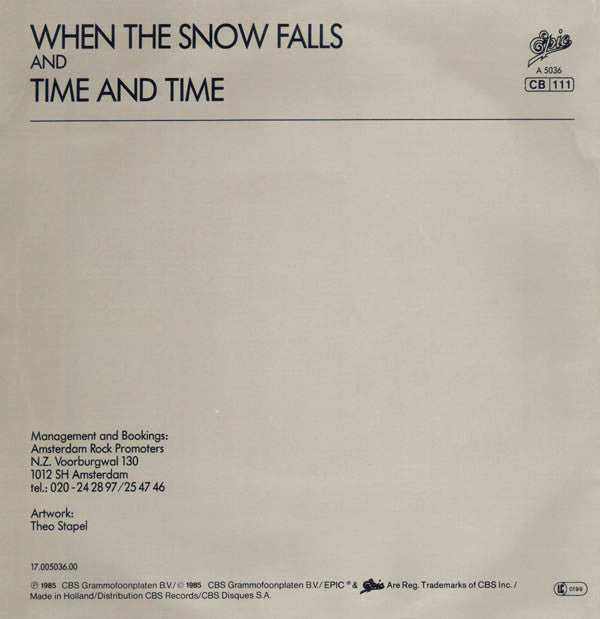 Ten Sharp : When The Snow Falls (7", Single)