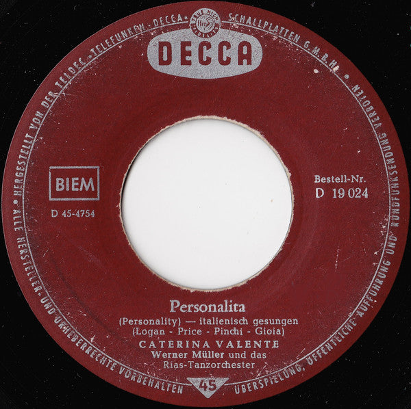 Caterina Valente : Till / Personalita (7", Single)