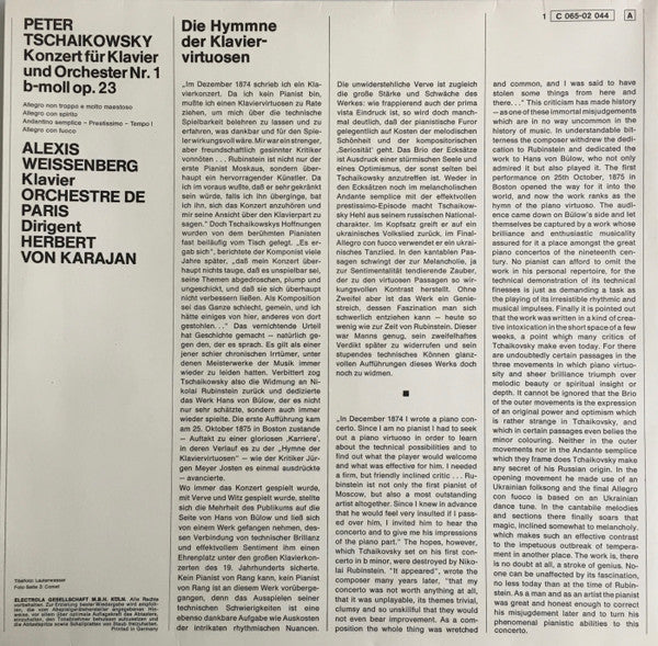 Alexis Weissenberg, Orchestre De Paris ; Herbert von Karajan - Pyotr Ilyich Tchaikovsky : Klavierkonzert Nr.1 B-moll Op. 23 (LP, Gat)