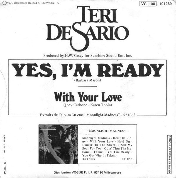 Teri DeSario : Yes, I'm Ready (7", Single)