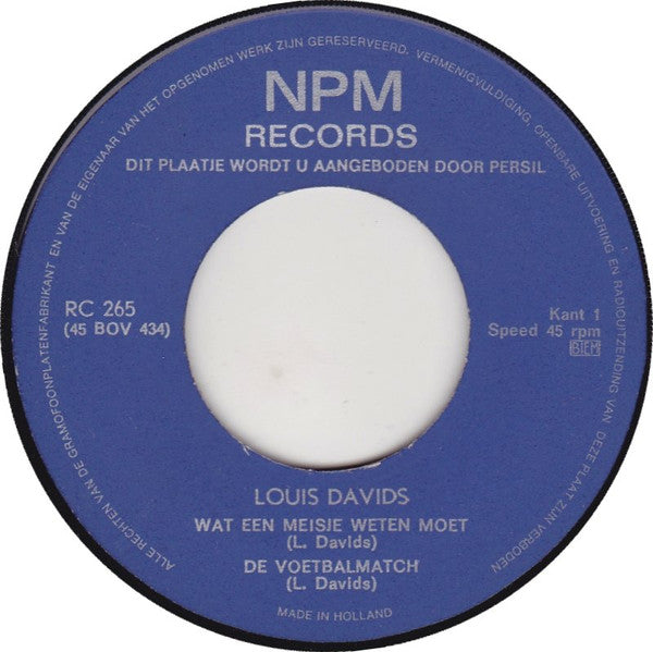 Louis Davids : Wat Een Meisje Weten Moet... (7", EP, Mono, Big)