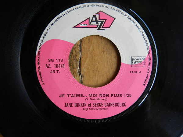 Jane Birkin Avec Serge Gainsbourg : Je T'aime... Moi Non Plus (7", Single)