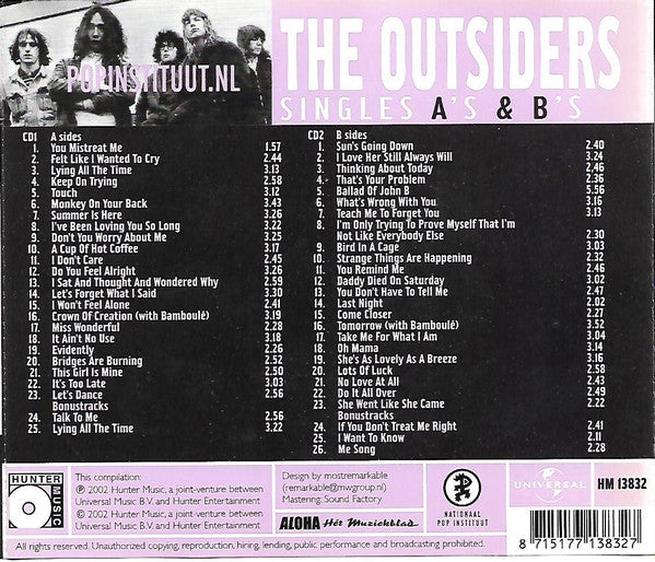 The Outsiders (5) / Wally Tax : Single's A's & B's Inc. Wally Tax Solo Singles & Rarities (2xCD, Comp)