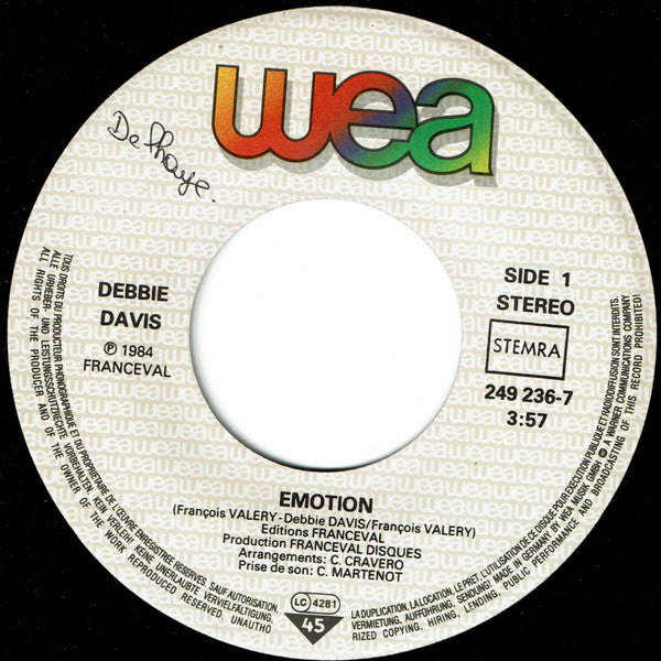 Debbie Davis : Emotion (7", Single)