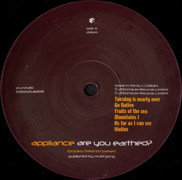 Appliance : Are You Earthed? (LP, Album)
