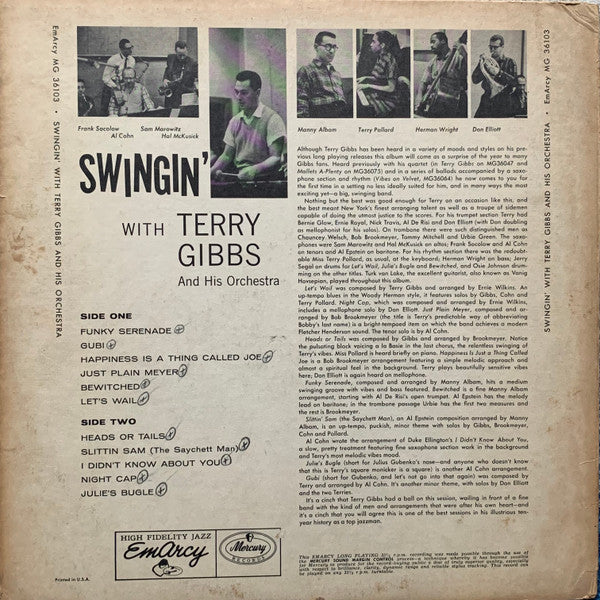Terry Gibbs And His Orchestra : Swingin' With Terry Gibbs And His Orchestra (LP, Album, Mono, Ind)