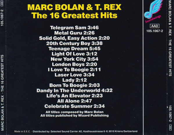 Marc Bolan & T. Rex : The 16 Greatest Hits (CD, Comp)