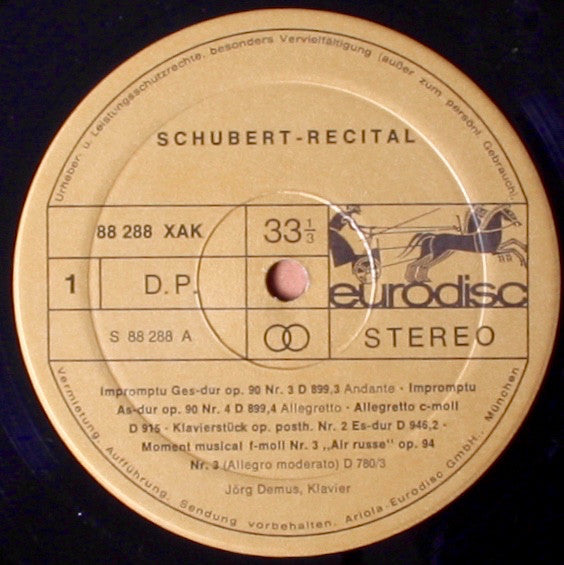 Jörg Demus, Franz Schubert : Famous PIano Works (LP)