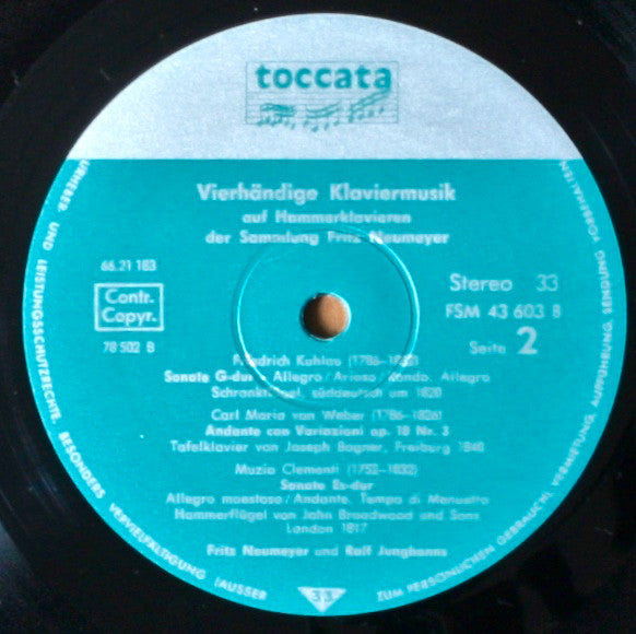 Carl Maria von Weber, Anton Diabelli, Franz Schubert, Muzio Clementi, Daniel Friedrich Rudolph Kuhlau  Und  Johannes Brahms / Fritz Neumeyer  &  Rolf Junghanns : Historische Tasteinstrumente (LP)