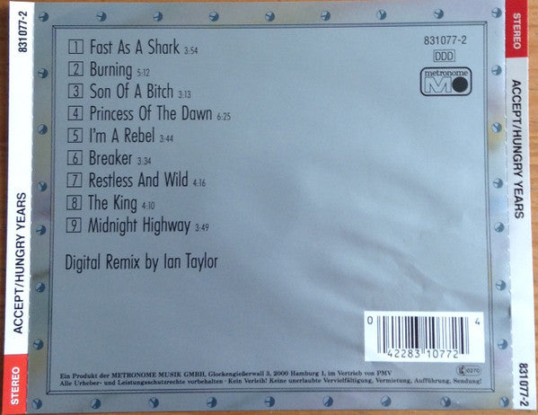 Accept : Hungry Years (CD, Comp, RP)