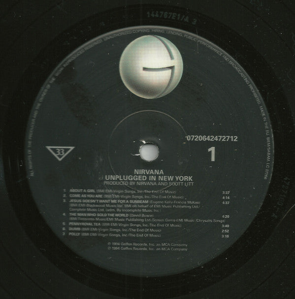 Nirvana : MTV Unplugged In New York (LP, Album, RE, RP, 180)