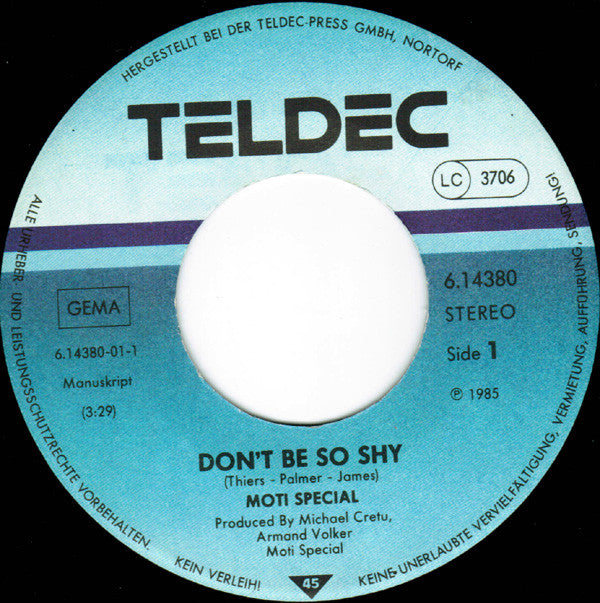 Moti Special : Don't Be So Shy (7", Single)