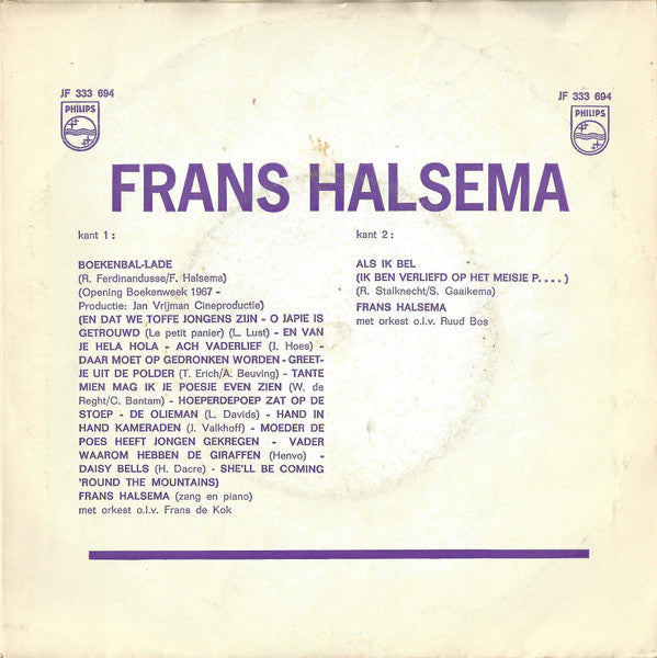 Frans Halsema : Boekenbal-Lade (7", Single, Mono)