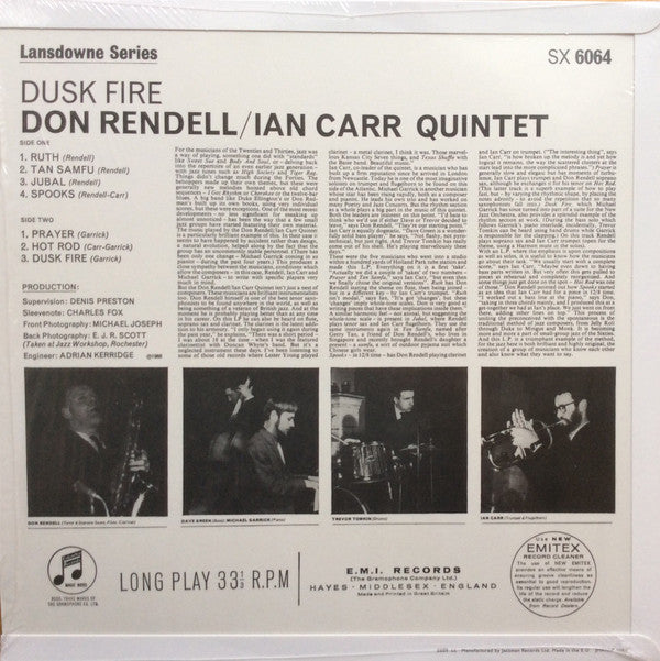 The Don Rendell / Ian Carr Quintet : Dusk Fire (LP, Album, RE, RM)