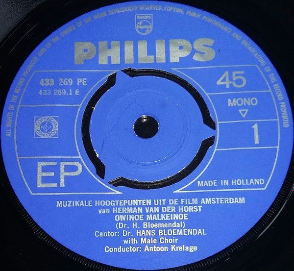 Hans Bloemendal : Muzikale Hoogtepunten Uit De Film "Amsterdam" Van Herman Van Der Horst (7", EP, Mono)