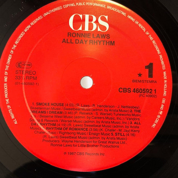 Ronnie Laws : All Day Rhythm (LP, Album)