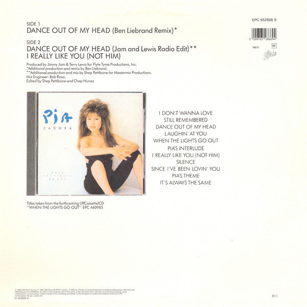 Pia Zadora : Dance Out Of My Head (The Ben Liebrand Mix) (12")