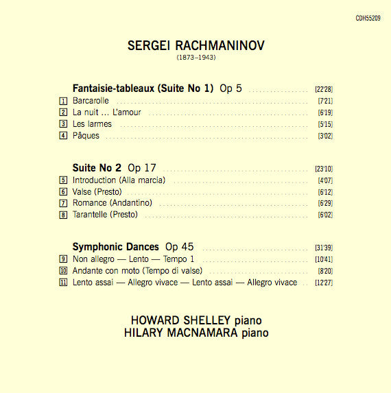 Sergei Vasilyevich Rachmaninoff - Howard Shelley And Hilary Macnamara : Suite No 1, Suite No 2, Symphonic Dances (CD, Album, RE)