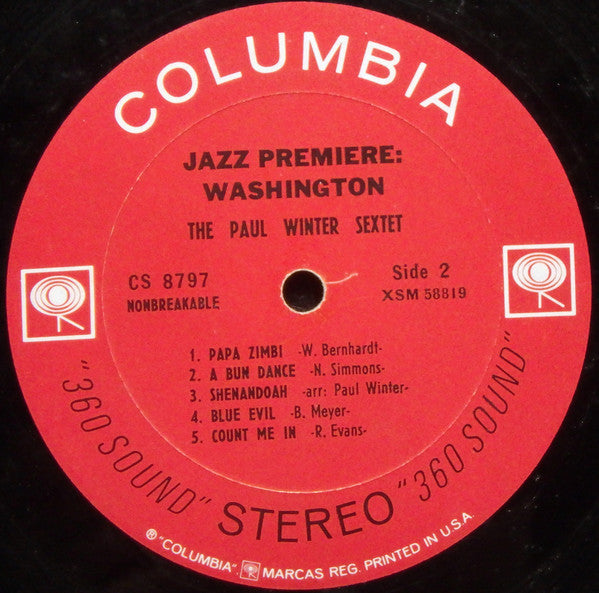 The Paul Winter Sextet : Jazz Premiere: Washington (LP, Album)