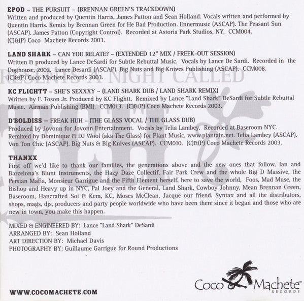 Various : Coco Machete Records Presents A Night Called Thatch (CD, Comp, Mixed)