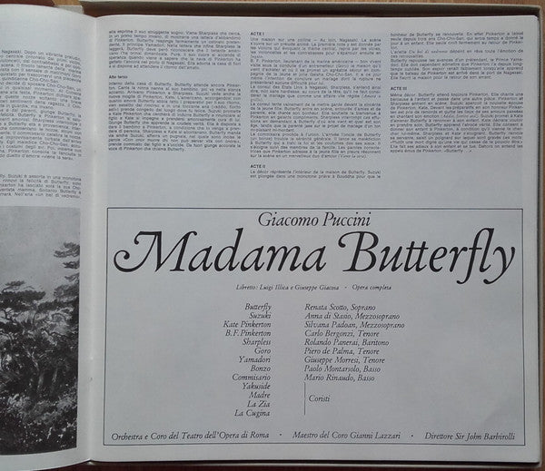 Puccini*, Renata Scotto, Carlo Bergonzi, Anna Di Stasio, Rolando Panerai, Paolo Montarsolo, Orchestra* E Coro Del Teatro Dell'Opera Di Roma, Sir John Barbirolli : Madama Butterfly (3xLP + Box)