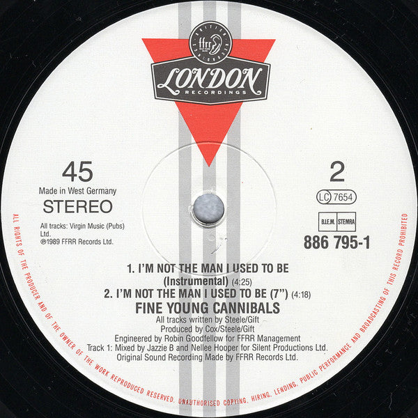 Fine Young Cannibals : I'm Not The Man I Used To Be (12", Single)